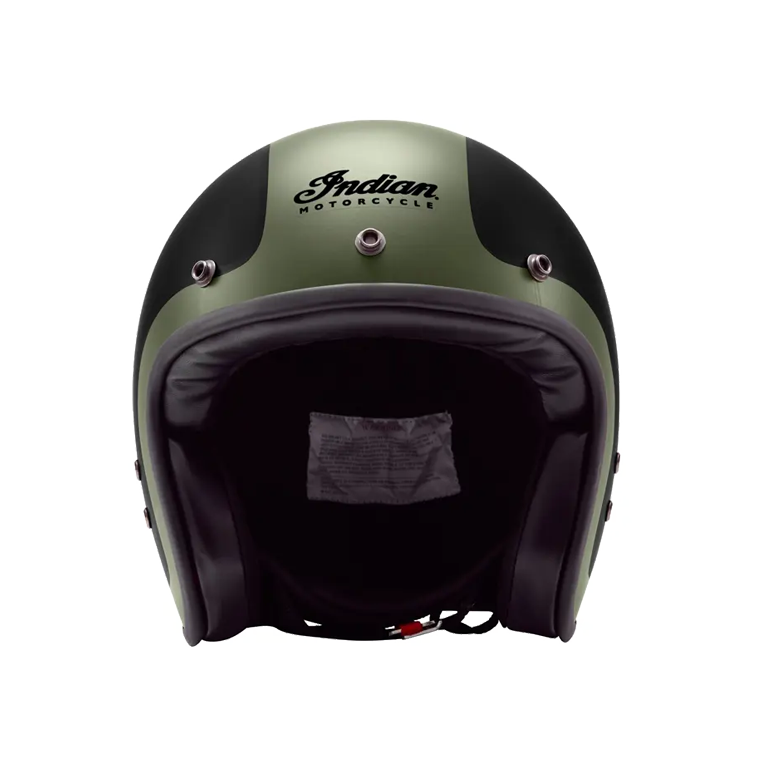 Open Face Helmet, Matte Black/Green