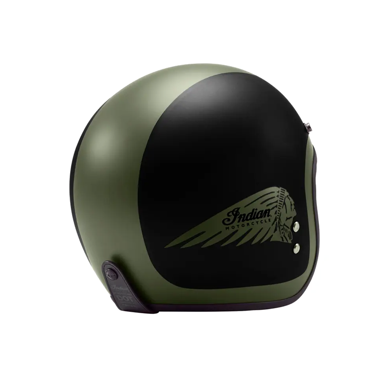 Open Face Helmet, Matte Black/Green
