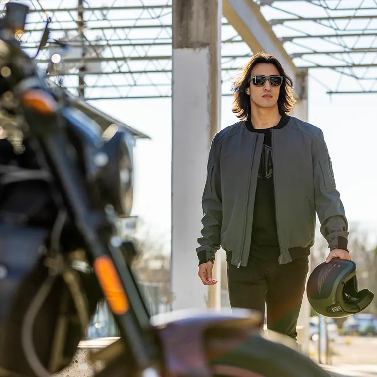 Open Face Helmet, Matte Black/Green