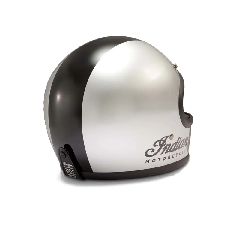 Gloss Stripe Retro Full Face Helmet, Silver