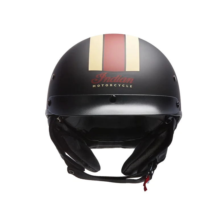 Half Helmet with Retro Racing Stripe, Black