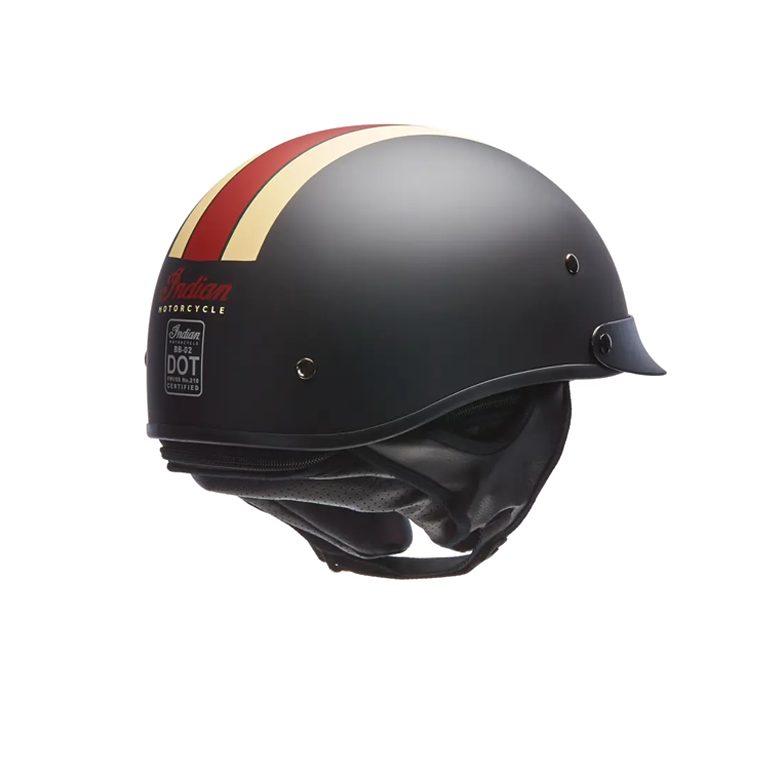 Half Helmet with Retro Racing Stripe, Black