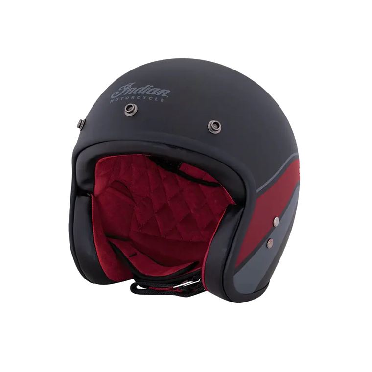 Retro Open Face Helmet with Stripe and Checker